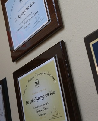 Doctor diplomas on wall